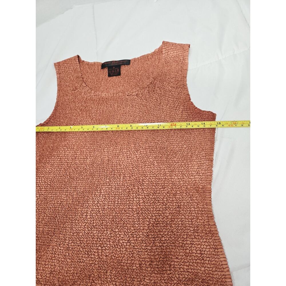 Popcorn Crinkle Tank Top Burnk Orange Boho Indie Stretch Sleeveless M 90's - Picture 8 of 9
